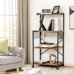 Costway 4-Tier Rolling Bakers Rack Industrial Utility Microwave Oven Stand Cart W/ Hooks -Costway GUEST 3e8181f9 1059 4b40 a9f2 d99f202d4922