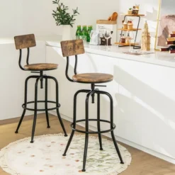 Costway Set Of 4 Industrial Bar Stool Adjustable Swivel Counter-Height Dining Side Chair -Costway GUEST 3e93a6c2 b275 47eb 8366 37273982994d