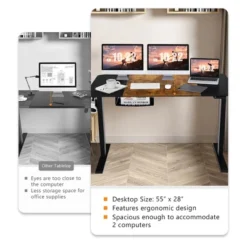 55''x28'' Electric Standing Desk Height Adjustable Sit Stand Desk W/USB Port BrownBlack -Costway GUEST 3e9c2ee4 8471 4592 a797 0022979929c2