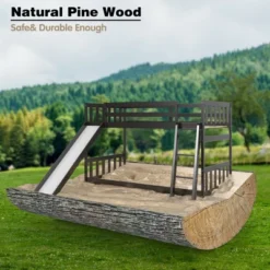 Costway Twin Over Twin Bunk Wooden Low Bed With Slide Ladder For Kids -Costway GUEST 3ea1a5cc 2dbf 4141 848f 302e212ded03