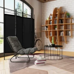 Costway 6 FT 4-Panel Folding Room Divider Freestanding Privacy Screen Steel Frame BrownBlackWhite -Costway GUEST 3eb9d255 ad1c 47b4 83f6 a302fa2ddc98