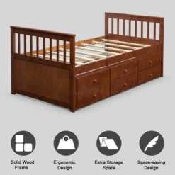 Costway Twin Captain's Bed Bunk Bed Alternative W/ Trundle & Drawers For Kids WalnutEspressoWhite -Costway GUEST 3efe10b9 45f5 4059 9ee5 b96509e2ddcb