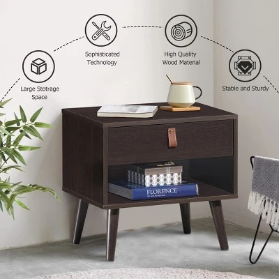 Costway Nightstand Sofa Side End Table Bedside Table Drawer Storage 6 Costway Nightstand Sofa Side End Table Bedside Table Drawer Storage - Image 4