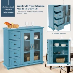 Costway Buffet Sideboard Table Kitchen Storage Cabinet W/ Drawers & Doors WhiteBlueGreen -Costway GUEST 3f29a9be 1919 49f0 8839 024dd4f8225e