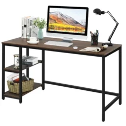 Costway 55'' Computer Desk Office Study Table Workstation Home W/ Adjustable Shelf Black/Coffee/Brown -Costway GUEST 3f495f75 3e57 420e 85cd 16c73dcb2a2d