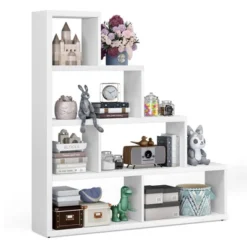 Costway 6 Cubes Ladder Shelf Freestanding Corner Bookshelf Storage Bookcase Display Rack -Costway GUEST 3f501666 2d70 476a 8893 6874076dab4d