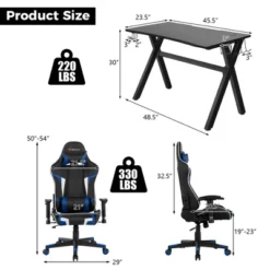 Costway X-Shaped Gaming Desk & Racing Style Massage Chair Set Home Office Black+White/Blue/Grey/Red -Costway GUEST 3f6f4810 fcc8 41f9 9b88 acf5626eb94c