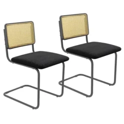 Costway Dining Chairs Set Rattan Upholstered Dining Chairs With Cane Back&Metal Base -Costway GUEST 3f99aff2 bc99 41b0 af99 4187ef27d7b7