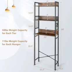 Costway 3-Tier Over-The-Toilet Storage Rack Bathroom Organizer Space Saver Rustic Brown -Costway GUEST 3fcf226e 6b28 4024 9028 88a7800aa64a