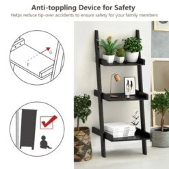 Costway 3 Tier Leaning Rack Wall Ladder Book Shelf Bookcase Storage Display Multipurpose -Costway GUEST 3fe26d2e 3e85 4f86 80b1 6f1cc7cb8620