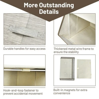 Costway Stackable Large Bins Cubes W/Lids Storage Organizers W/Linen&Oxford Fabric 4 Sets 10 Costway Stackable Large Bins Cubes W/Lids Storage Organizers W/Linen&Oxford Fabric 4 Sets - Image 8