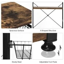 Costway Industrial Kitchen Baker's Rack Microwave Stand Utility Storage Shelf W/ 6 Hooks Steel Black 18 Costway Industrial Kitchen Baker's Rack Microwave Stand Utility Storage Shelf W/ 6 Hooks Steel Black -Costway GUEST 402e62ef 6fd3 488b b918 01a474c65e2b