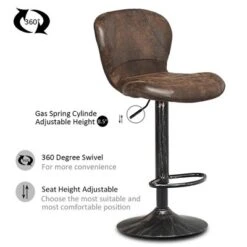 Costway Set Of 4 Adjustable Retro Swivel Bar Stools W/ Backrest & Footrest Brown -Costway GUEST 404a3844 1b1c 4db1 8aaa f5d2b08dbbcc