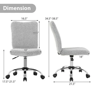 Costway Armless Faux Fur Leisure Office Chair Adjustable Swivel Task Chair 3 Costway Armless Faux Fur Leisure Office Chair Adjustable Swivel Task Chair