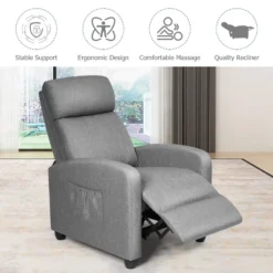 Recliner Massage Chair, Ergonomic Adjustable Single Sofa With Padded Seat Grey -Costway GUEST 4058ef4b 0dc5 4203 9019 1a76b932cf0a
