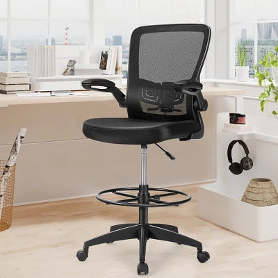 Costway Tall Office Chair Adjustable Height W/Lumbar Support Flip Up Arms 3 Costway Tall Office Chair Adjustable Height W/Lumbar Support Flip Up Arms