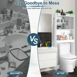 Costway Over The Toilet Storage Cabinet Bathroom Space Saver W/ Open Shelves & Door -Costway GUEST 406c89b3 a48a 4c7d a0c8 f2731734fdf4