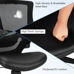 Costway Mesh Back Adjustable Swivel Office Chair W/ Flip Up Arms Leather Seat -Costway GUEST 4070d9c9 a693 4a02 a90f 54be79e7d339