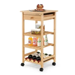 Costway Rolling Kitchen Island Utility Trolley Cart W/Drawer & Wine Rack -Costway GUEST 4071b3e6 40b1 4c53 abb1 445ecab850bd