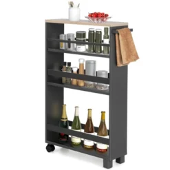 Costway 4-Tier Slim Kitchen Storage Cart Narrow Slide Out Trolley Adjustable Shelf WhiteGrey -Costway GUEST 408d180e de6b 4a0e 9218 3f2c1a9b633d