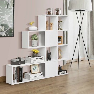Costway 5-Tier Bookshelf Corner Ladder Bookcase Display Storage Rack White 6 Costway 5-Tier Bookshelf Corner Ladder Bookcase Display Storage Rack White - Image 4