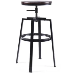 Costway Set Of 2 Vintage Bar Stool Adjustable Wood Metal Design Pub Chairs Industrial Backless -Costway GUEST 41183d10 5c14 47e6 95fe 524d1097c0e2