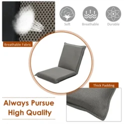 Costway Adjustable 6-Position Floor Chair Padded Folding Lazy Sofa Chair Grey -Costway GUEST 411d171d ced8 4e78 a311 0907389665a9