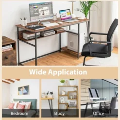 Costway 55'' Computer Desk Home Office PC Workstation W/ Power Outlets & USB Ports Rustic / Black -Costway GUEST 411ffc1c 7914 4cf5 bd5a 9371495ab02b