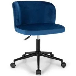 Costway Velvet Home Office Leisure Vanity Chair Armless Adjustable Swivel PinkBlue -Costway GUEST 4125ba6f d234 4463 a378 f2f1503fbcb6