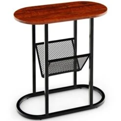Costway 2-tier Side Table Oval Narrow End Table Nightstand Bedside Table Brown -Costway GUEST 41592355 fc1f 4fa9 b4d8 4700098c4914