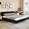 Costway Queen Upholstered Platform Bed Frame With Linen/PU Headboard Wood Slat Gray/Black -Costway GUEST 4164c9ba 2318 4e4e b901 dbbacbf47188