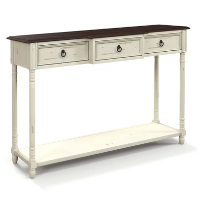 Costway Farmhouse Console Table Entryway Sideboard With 3 Drawers & Open Storage Shelf 11 Costway Farmhouse Console Table Entryway Sideboard With 3 Drawers & Open Storage Shelf - Image 9