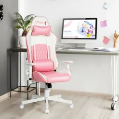 Costway Gaming Chair Racing Style Adjustable Swivel Computer Office Chair Pink -Costway GUEST 4187a229 c97c 4d31 a446 cef4151f22f9