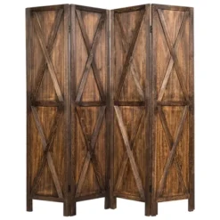 Costway 4Panels Folding Wooden Divider W/x-shaped Design 5.6 Ft Tall Brown -Costway GUEST 418de53e f069 4dc2 9ccc 64c877a7ac89