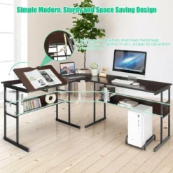Costway L-Shaped Computer Desk Drafting Table Workstation W/ Tiltable Tabletop -Costway GUEST 4195e81b 2245 4938 9fba a0b2165e4910