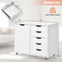 Costway 5-Drawer Chest Rolling Storage Dresser Lateral File Cabinet With Adjustable Shelf 13 Costway 5-Drawer Chest Rolling Storage Dresser Lateral File Cabinet With Adjustable Shelf -Costway GUEST 41be69e3 c6ba 4986 a099 258ea1da7cab