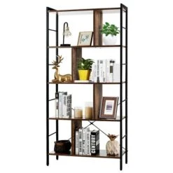 Costway 4-Tier Bookcase Industrial Bookshelf Floor Standing Storage Rack
