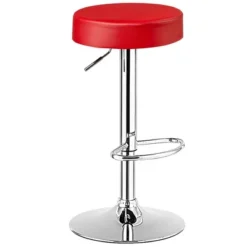 Costway 1 PC Round Bar Stool Adjustable Swivel Pub Chair U Leather With Footrest White Black Red -Costway GUEST 41d48a41 82f3 4f3a b5fe f87d6d5278fa