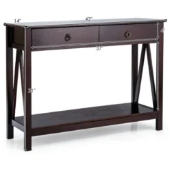 Costway Console Table Accent Sofa Side Table With Drawer Shelf Entryway Espresso