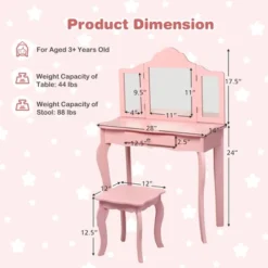 Costway Kids Vanity Table & Stool Princess Dressing Make Up Play Set For Girls Pink 19 Costway Kids Vanity Table & Stool Princess Dressing Make Up Play Set For Girls Pink -Costway GUEST 41fb932d 8c1f 42f9 8dc2 139c79985f8a