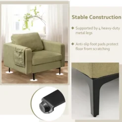 Costway Set Of 2 Fabric Accent Armchair Single Sofa W/ Side Storage Pocket -Costway GUEST 4202bf1c 8966 4e32 9bc3 434e1d6646c5