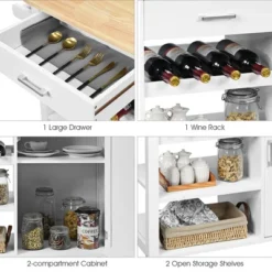 Costway 4-Tier Wood Kitchen Island Trolley Cart Storage Cabinet W/ Wine Rack White -Costway GUEST 42657d29 c6c0 4160 88b7 1d5ece1f474e
