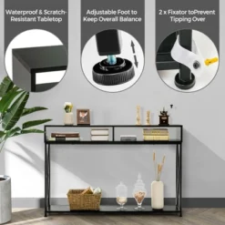 Costway Steel Frame Console Table With Open Shelf And Storage Compartments Black 15 Costway Steel Frame Console Table With Open Shelf And Storage Compartments Black -Costway GUEST 427324c3 3f2b 4868 be9a f74b9d2327be