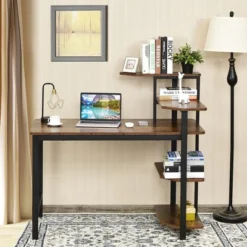 Costway Computer Desk Writing Study Table With Storage Shelves Home Office Rustic Brown -Costway GUEST 4273327d dd00 4e4a b550 4c9f7df60325