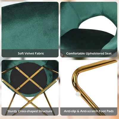 Costway Modern Velvet Accent Chair Upholstered Vanity Chair W/Golden Metal Leg PinkDark GreenGrey 9 Costway Modern Velvet Accent Chair Upholstered Vanity Chair W/Golden Metal Leg PinkDark GreenGrey - Image 7
