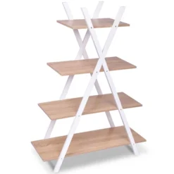 Costway 4-Tier Bookshelf Storage Display Shelves Bookcase Ladder X-Shape -Costway GUEST 42d999e7 4e52 4396 b645 3a46e8df9d9b