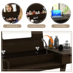 Costway Vanity Table With Flip Mirror Writing Computer Desk Storage Drawer Walnut -Costway GUEST 432b329e b367 43e1 bef9 ef0251fda28b