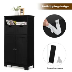 Costway Bathroom Floor Cabinet Wooden Storage Organizer W/Drawer Doors -Costway GUEST 432e8aa6 bfbe 4b57 8ecc e8b0dd94ac60