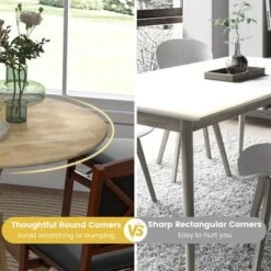 Costway Rustic Dining Table Wooden Dining Table With Round Tabletop & Curved Trestle Legs Natural/Walnut -Costway GUEST 437dc09f 1316 4c8b 9ca8 d05e2d95e47b