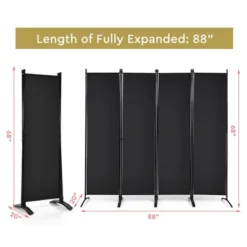 Costway 4-Panel 5.6ft Room Divider Folding Fabric Privacy Screen W/Steel Frame WhiteBlackBrown -Costway GUEST 438369c4 2293 4ab1 8d1f 664c8db58524
